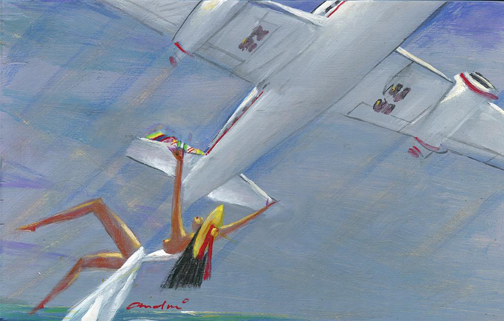Andrei Protsouk - 'Get Away Plane' - Framed Original Art