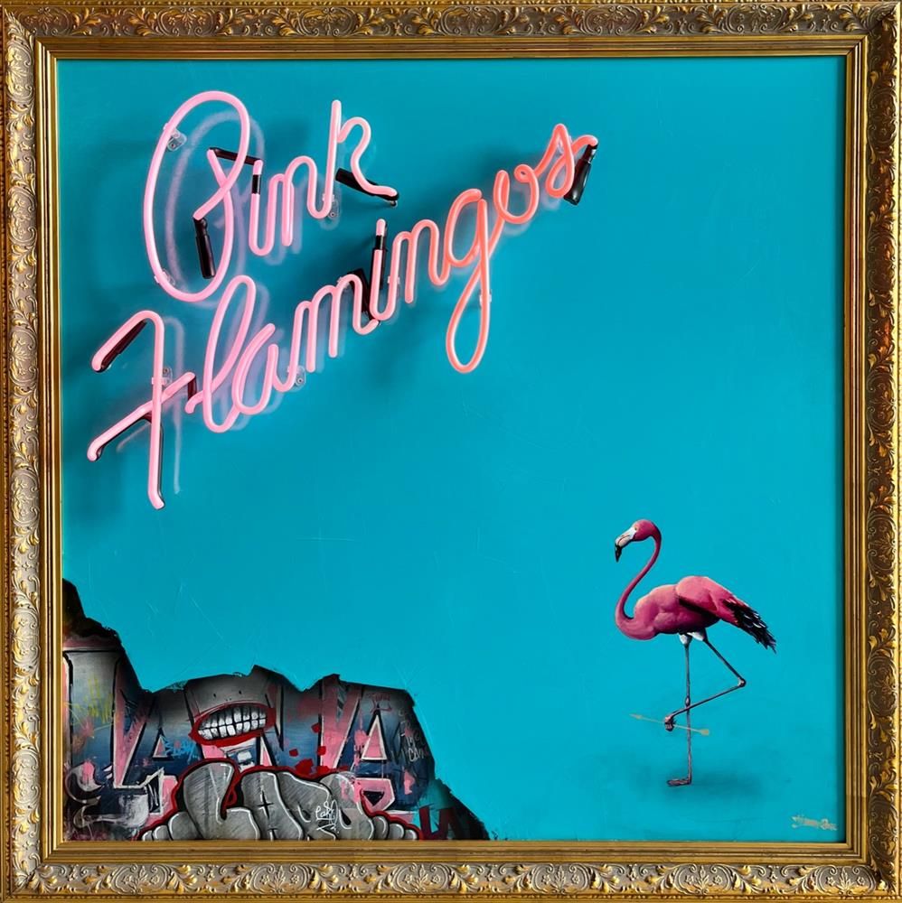 Illuminati Neon - 'Pink Flamingos' - Framed Original Neon Artwork