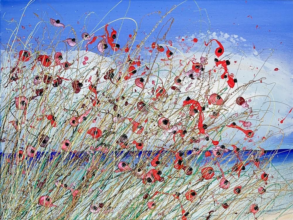 Lisa Pang- 'Coastal Walk Poppies IV' - Framed Original Artwork