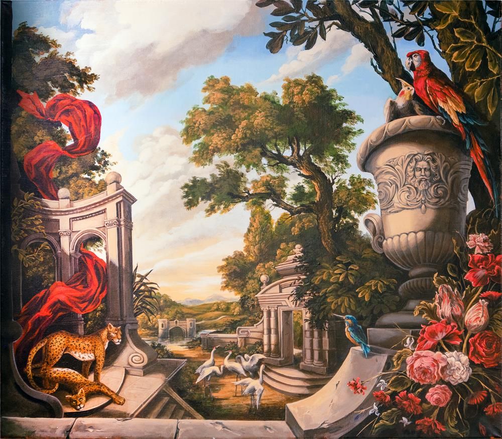 Laurence Llewelyn-Bowen - 'Baroque Gardens With Leopards' -  Framed Limited Edition