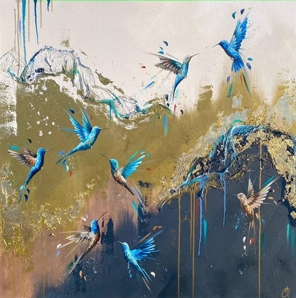 Mellisuga- 'Sapphire Feathers I' - Framed Original Artwork