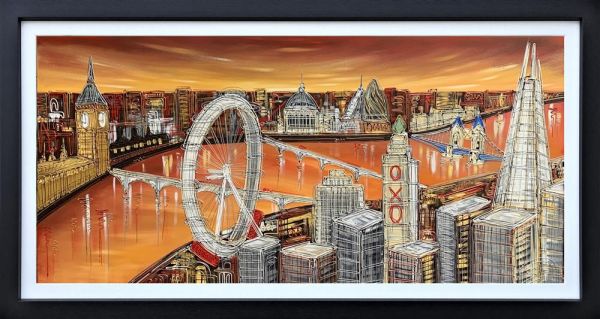 Edward Waite - 'Sunset Over London' - Framed Original Art