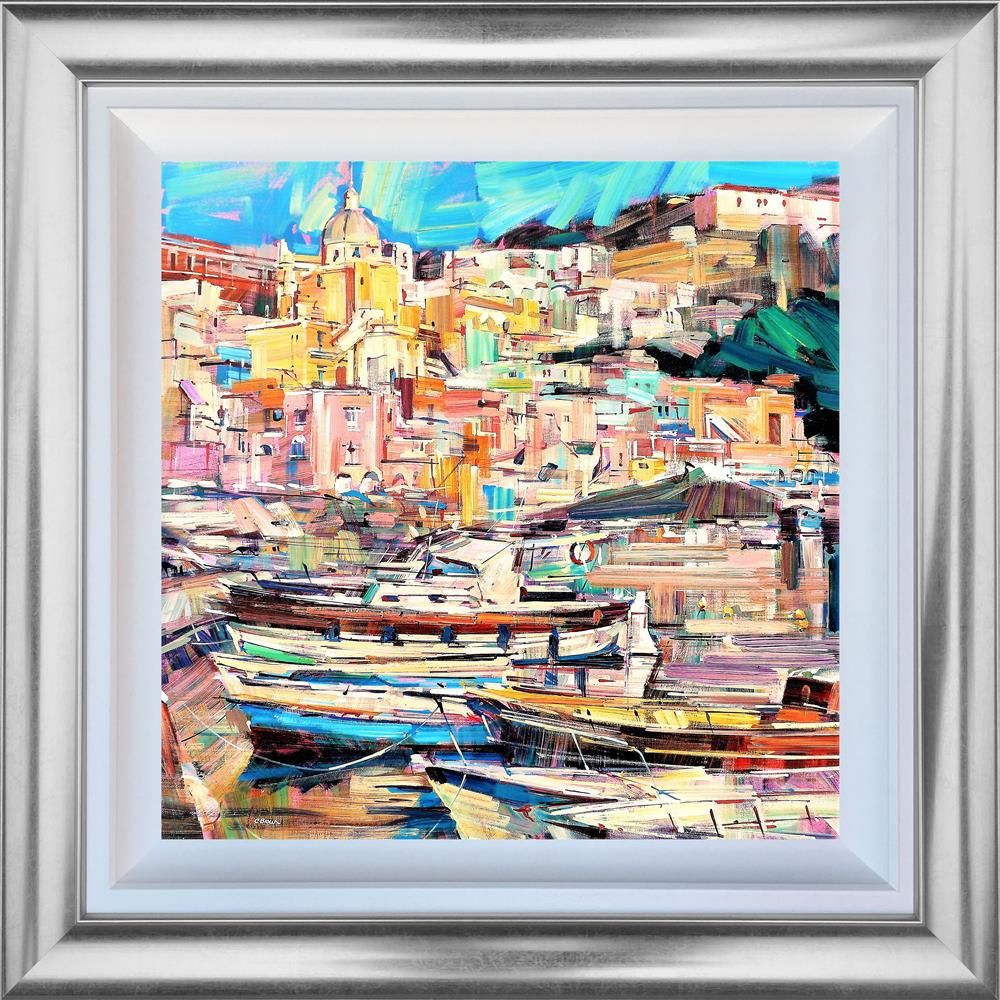 Colin Brown - 'Santorini Fishing Boats ' - Framed Original Art