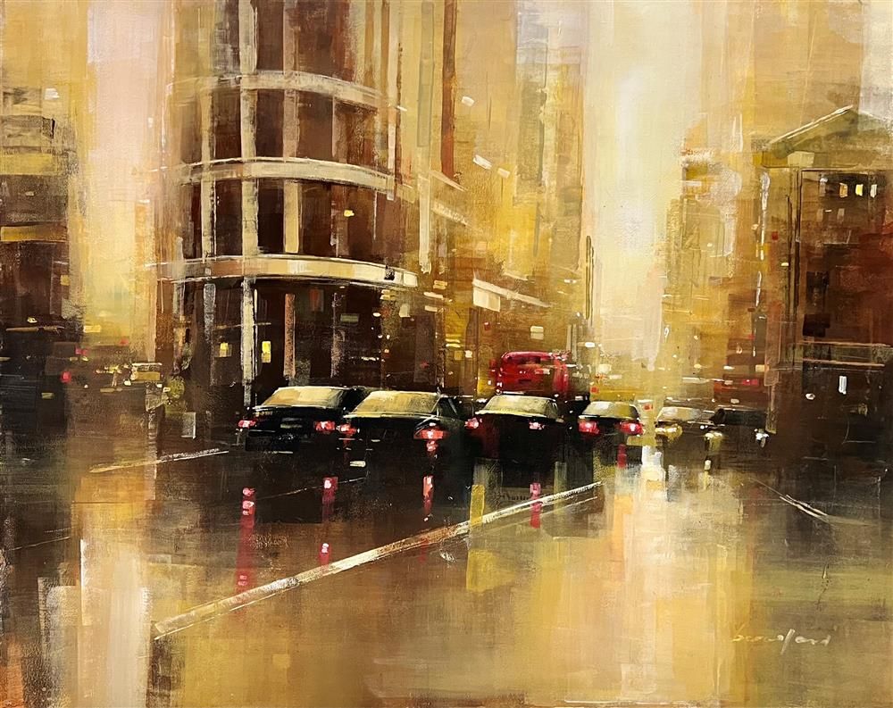 Mark Beresford - 'Downtown Rushhour' - Framed Original Artwork