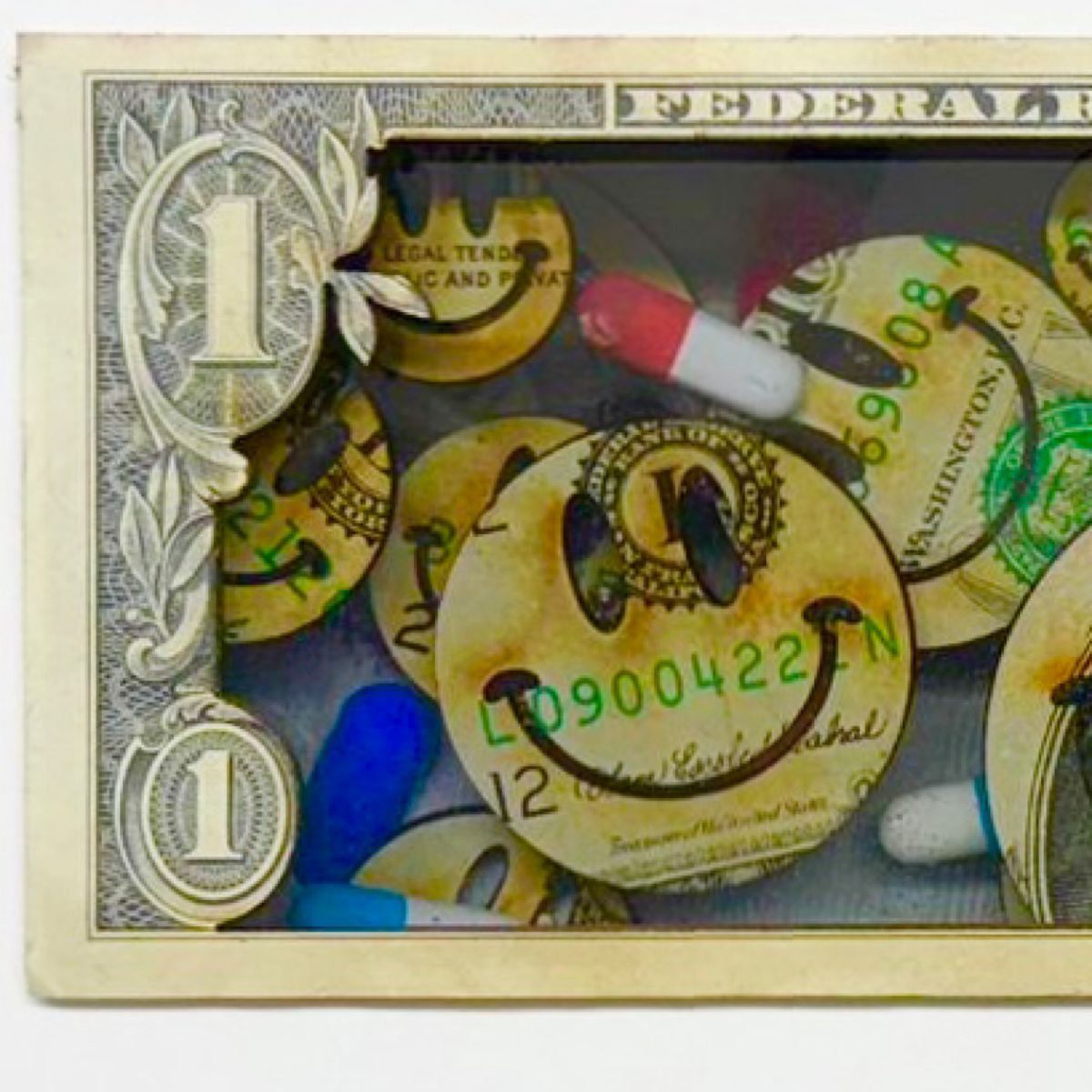 TBOY - 'Deep & Dirty Cash, Pills & Thrills'  - Currency Collection - Framed Original