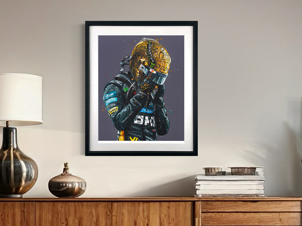 Paul Oz  'Lando Norris - Golden Tears'- Framed Limited Edition (Print & Canvas)