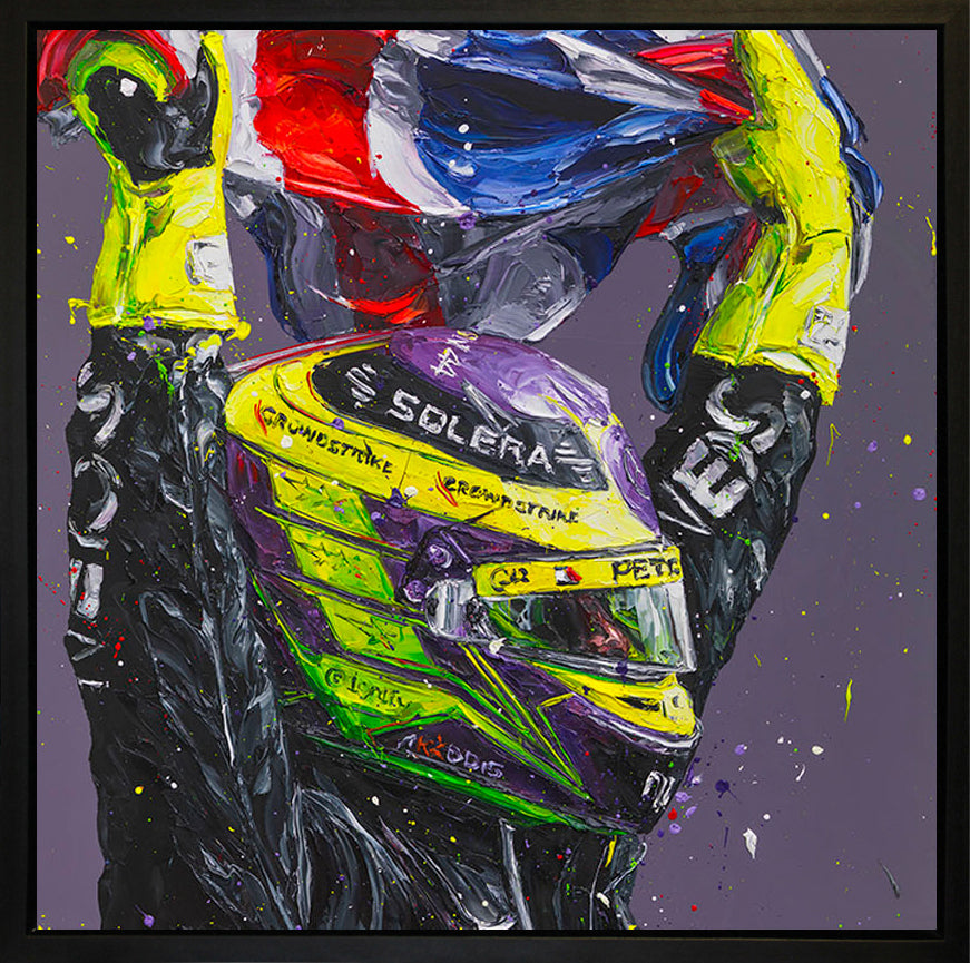 Paul Oz  'Union Lewis IX Silverstone - Wall Of Champion's'- Framed Canvas Print