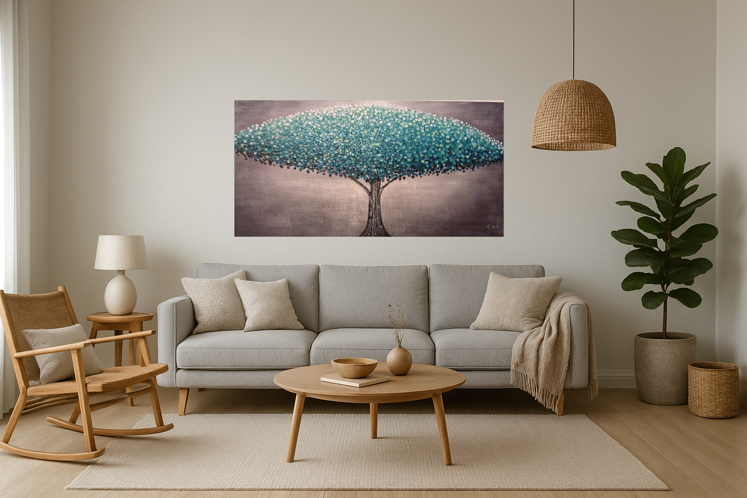 'Turquoise Tree' - Stretched Canvas Original Art