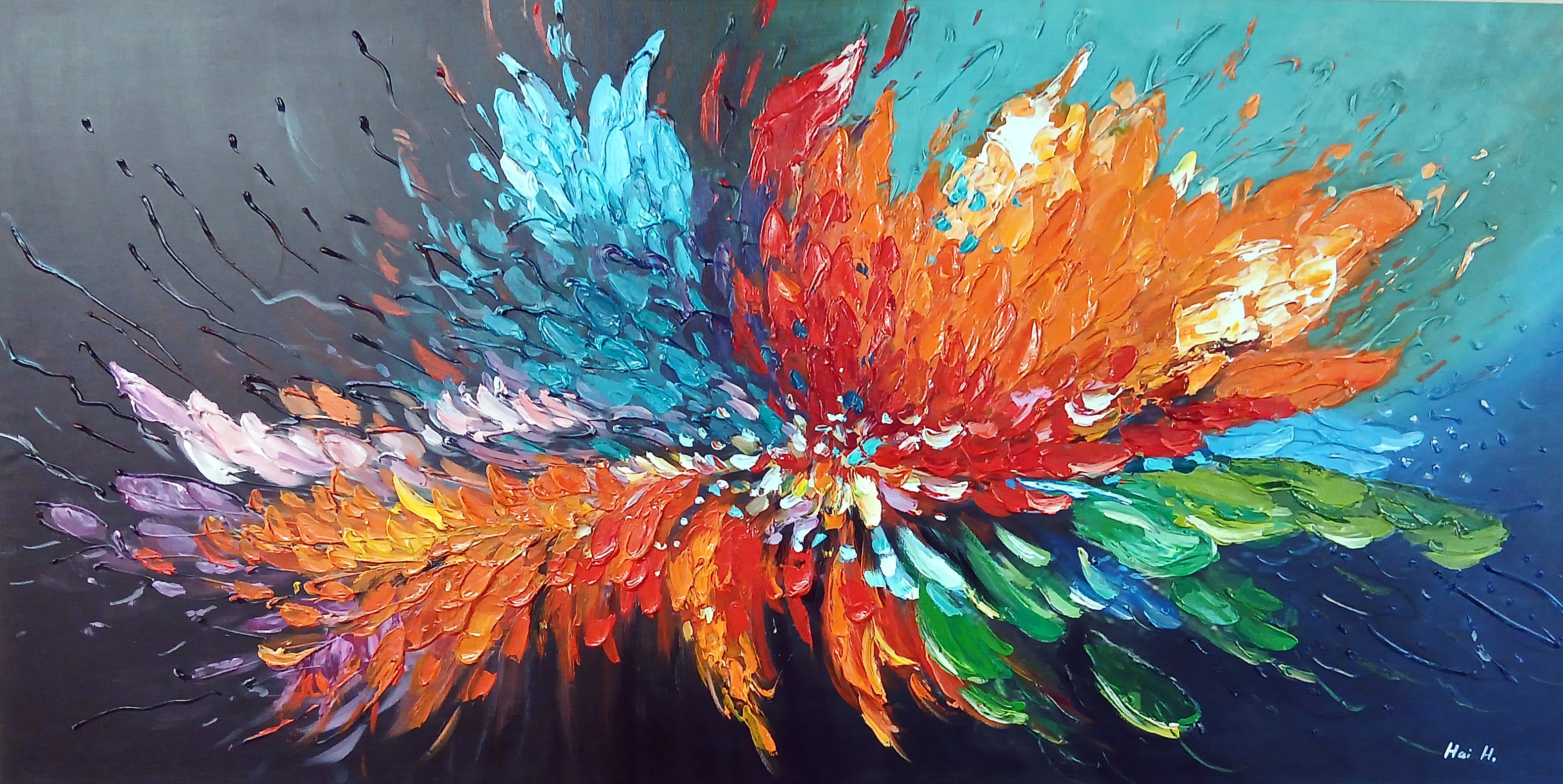 'Fire and Water' - Stretched Canvas Original Art