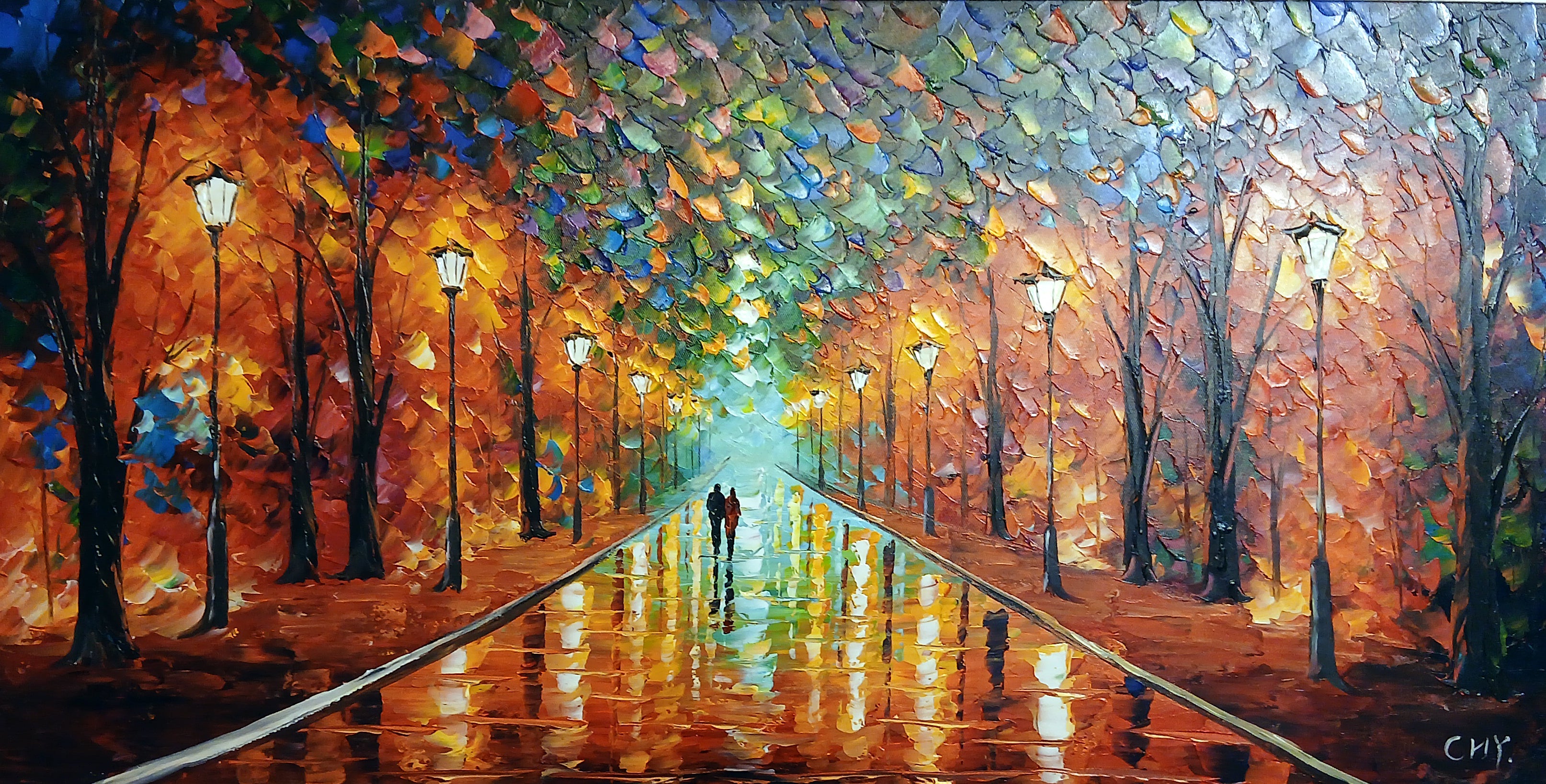 'Autumn Stroll' - Stretched Canvas Original Art