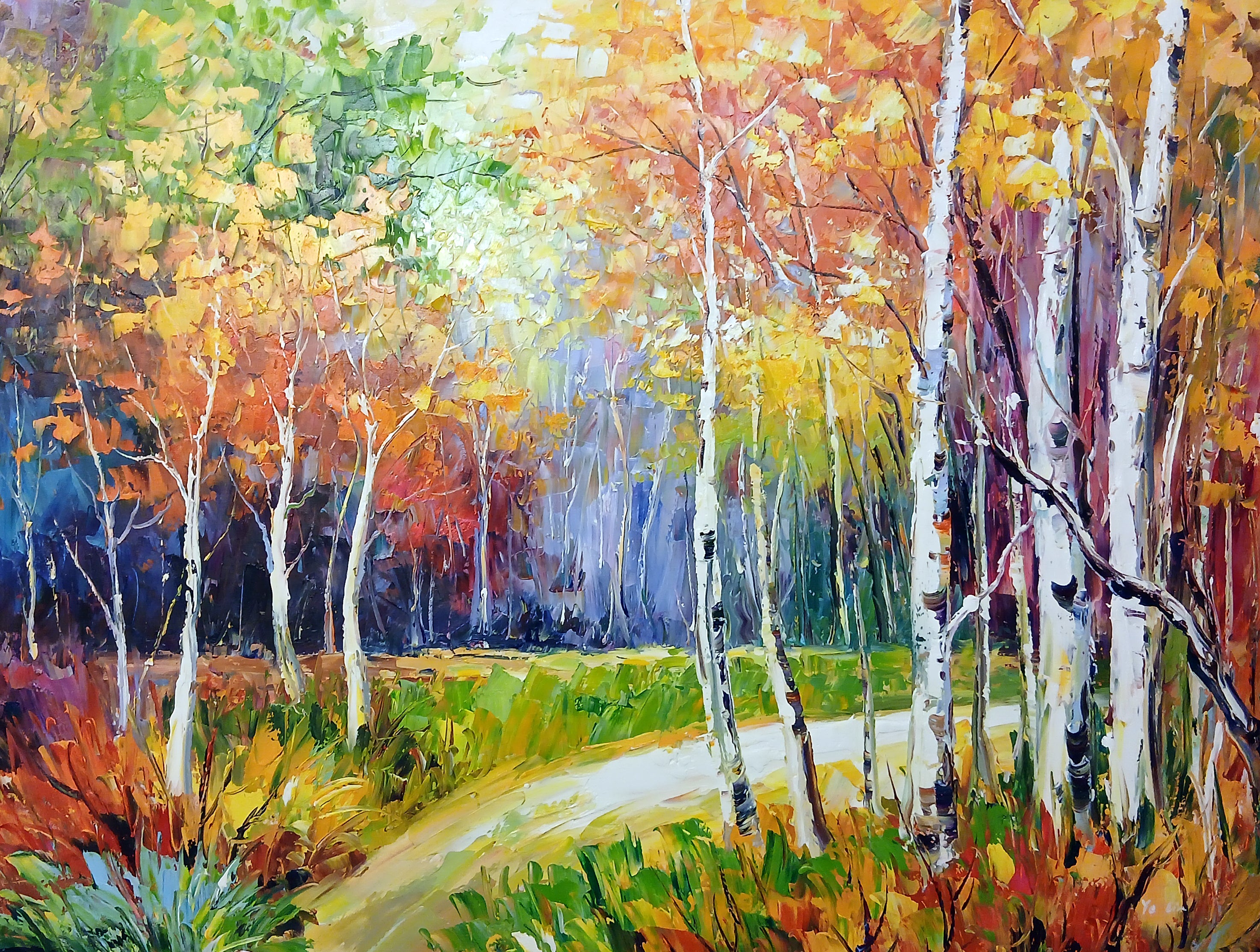 'Silver Birch Forest' - Stretched Canvas Original Art