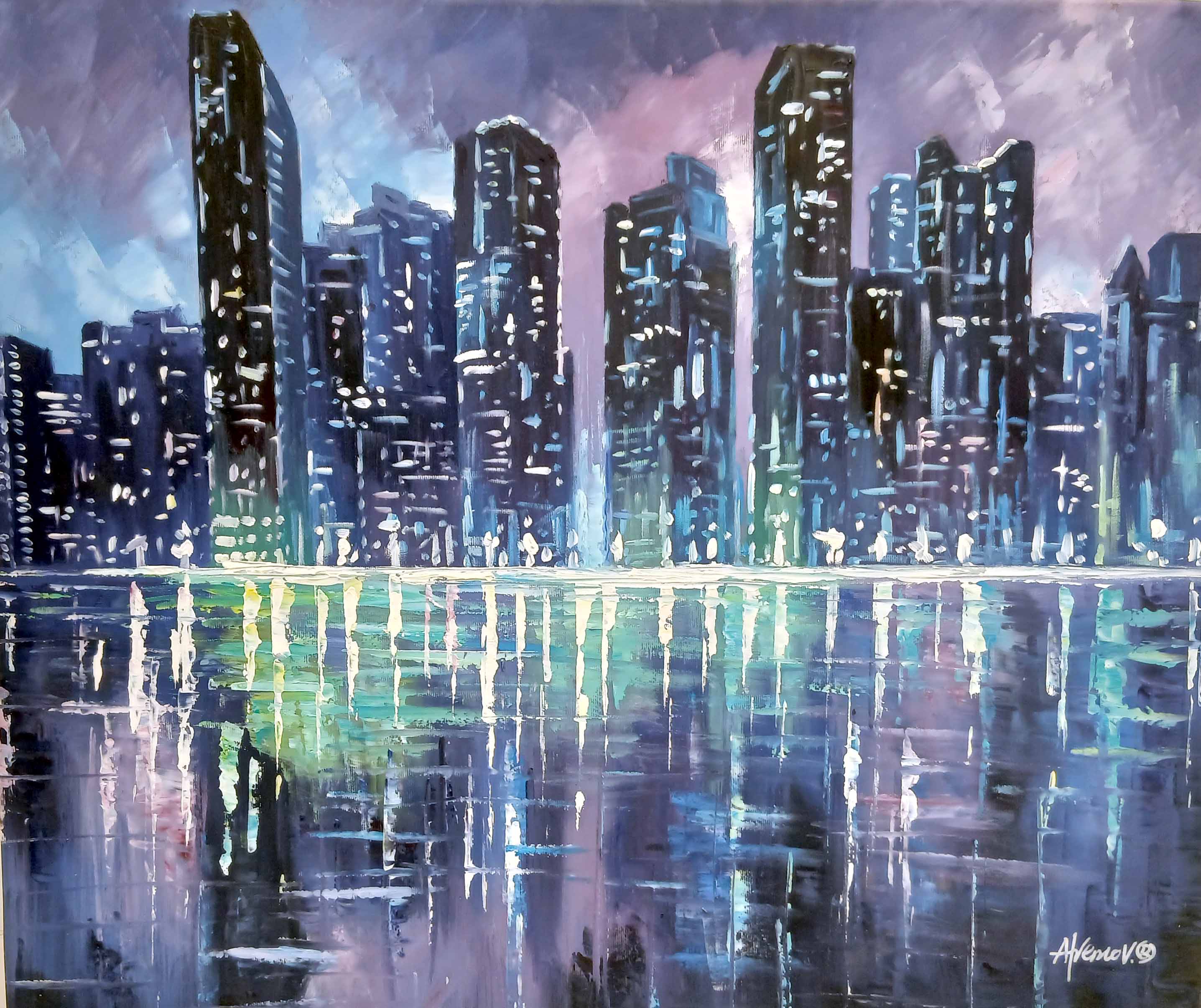 'Building Blues' - Stretched Canvas Original Art