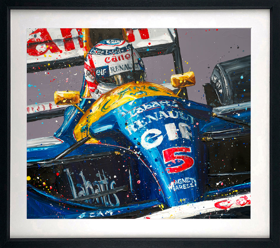 Paul Oz  'Red 5 - Nigel Mansell - Williams Racing" - Framed Limited Edition (Print & Canvas)