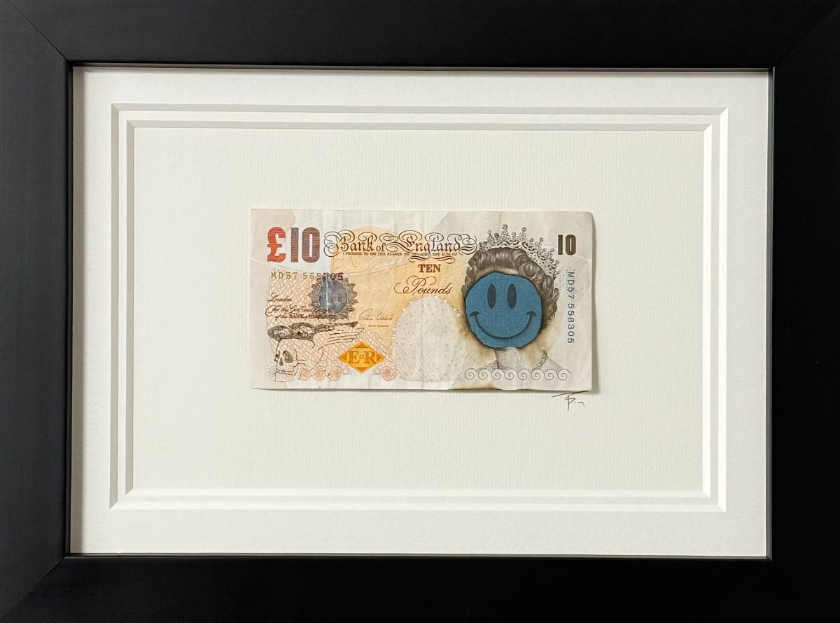 TBOY - 'Smile - Blue Edition'  - Currency Collection - Framed Original