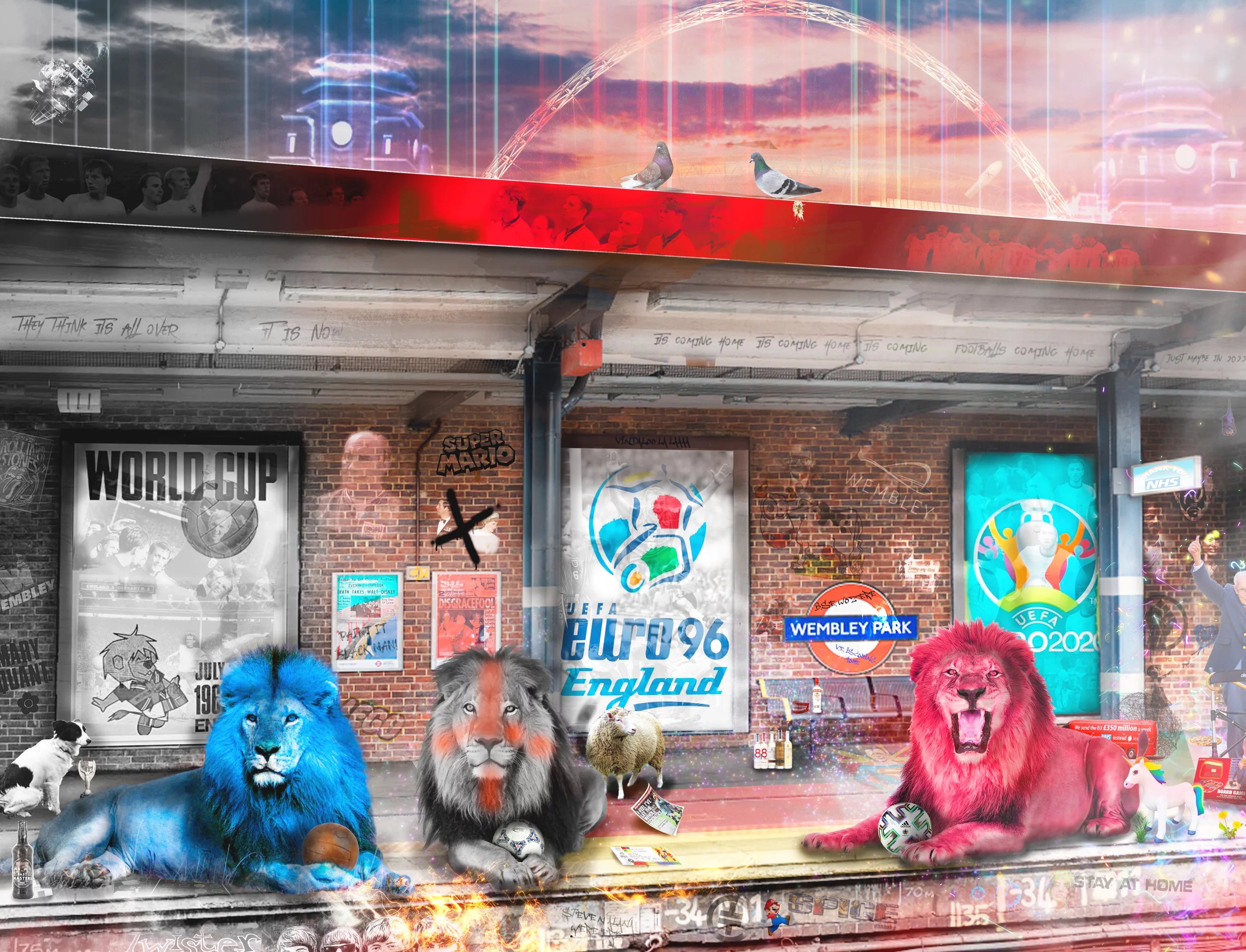 Neil Pengelly - 'Three Lions' - Framed Limited Edition Print