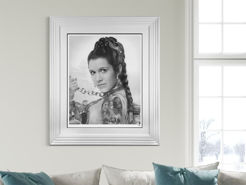 JJ Adams - 'Slave Leia Tatto - B/W' - Framed Limited Edition