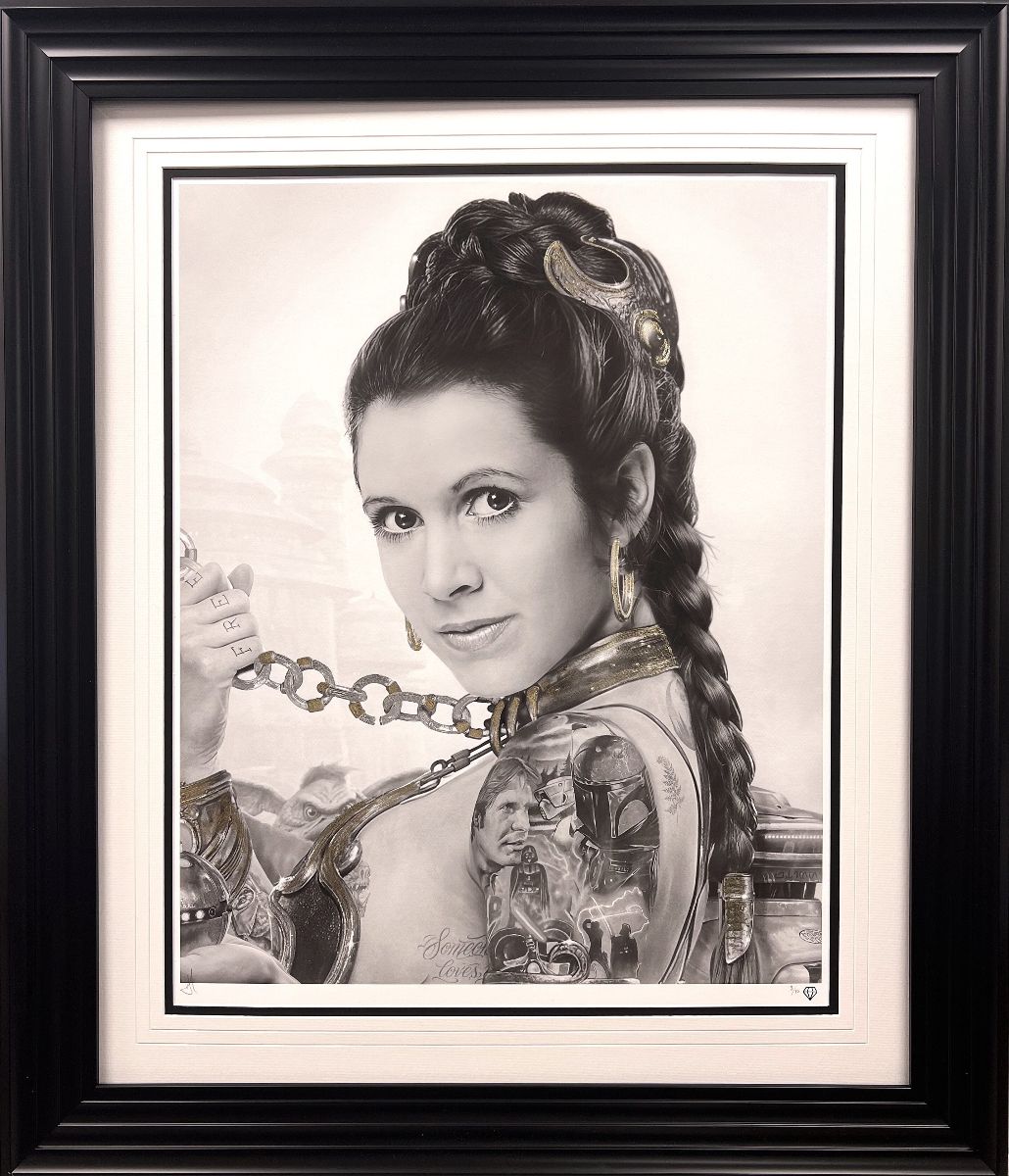 JJ Adams - 'Leia Slave Tatto B/W - Special Gold & Platinum Leaf' - Framed Limited Edition