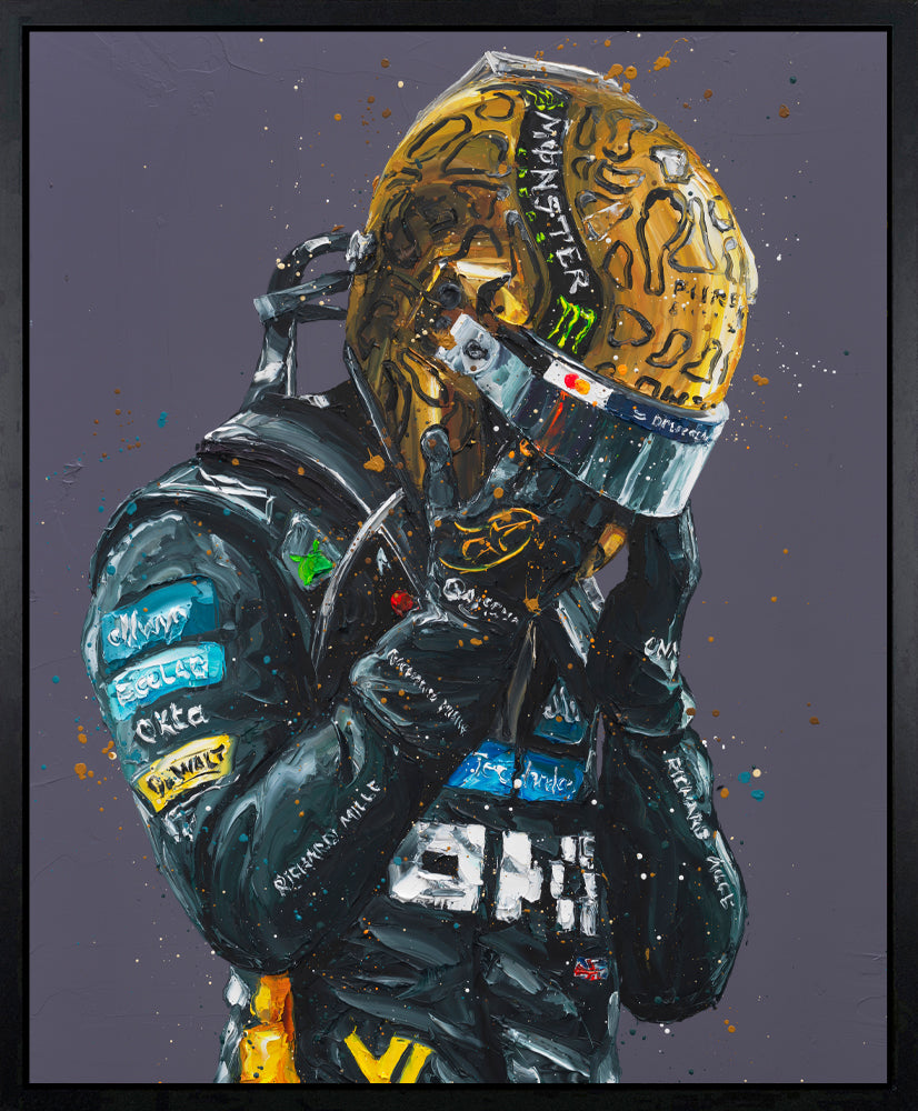Paul Oz  'Lando Norris - Golden Tears'- Framed Limited Edition (Print & Canvas)