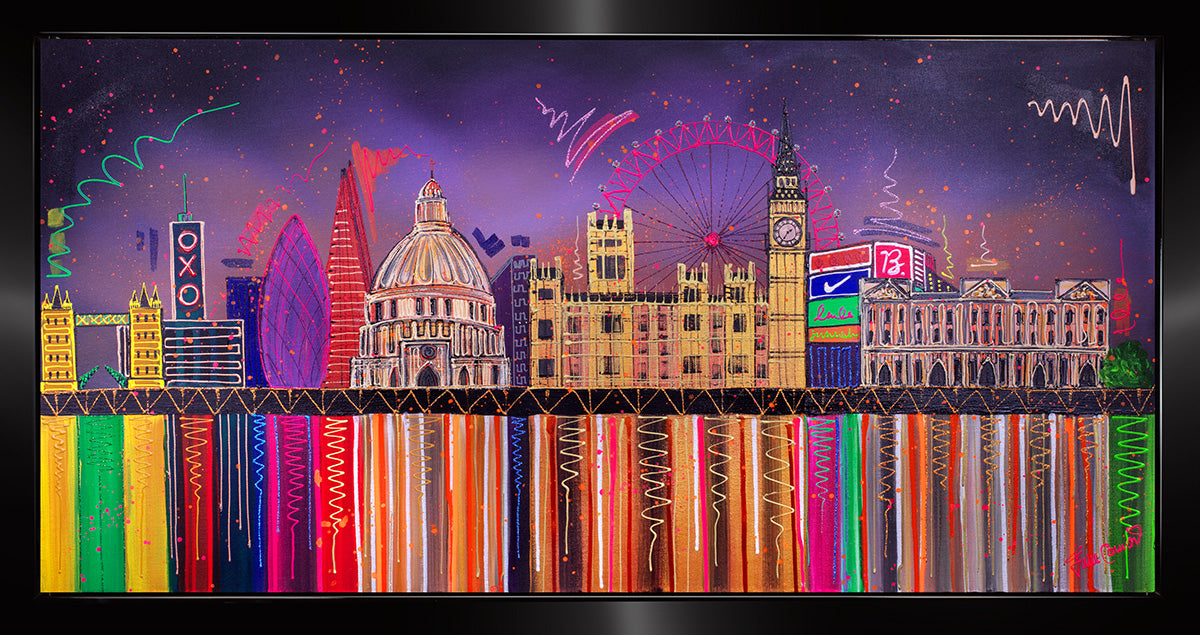 Julie Connor - 'Summer Night City' - Framed Original Artwork