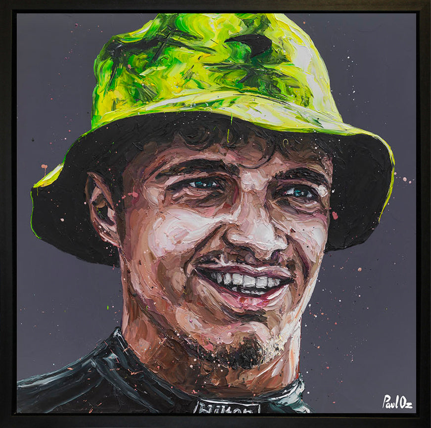 Paul Oz  'Silverstone Lando - Wall Of Champion's'- Framed Canvas Print