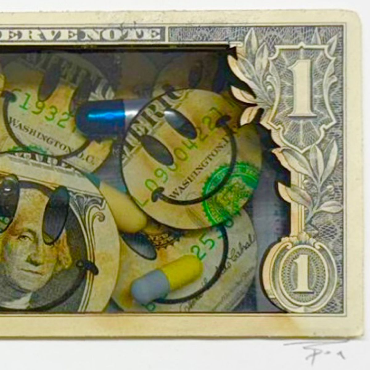 TBOY - 'Deep & Dirty Cash, Pills & Thrills'  - Currency Collection - Framed Original