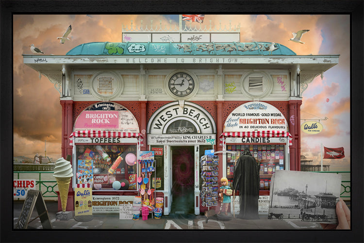 JJ Adams - 'The Kiosk of West Beach'  - Framed Original