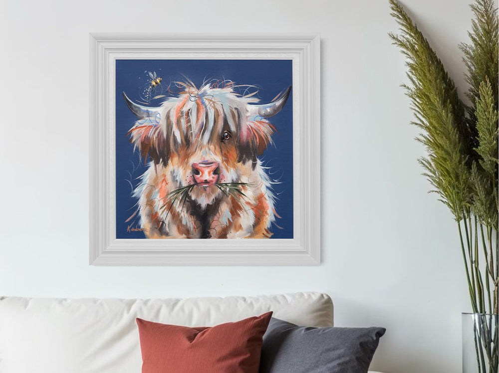 Ashley Saunders -  'Moo In Blue' - Framed Original Artwork