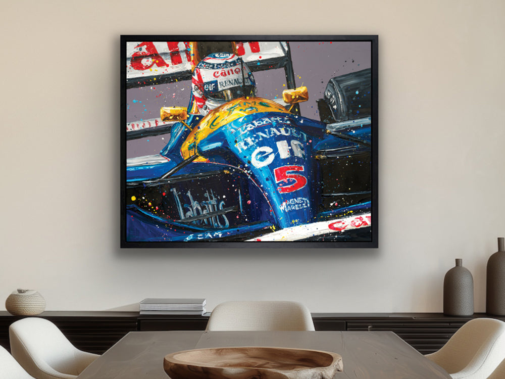 Paul Oz  'Red 5 - Nigel Mansell - Williams Racing" - Framed Limited Edition (Print & Canvas)
