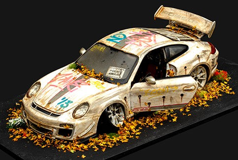 JJ Adams - 'Stolen Recovered - 'Porsche 911 - GT3 RS - White '-  Original Sculpture