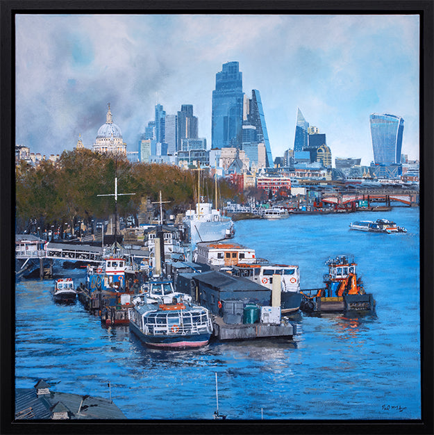 Paul McIntyre - 'Temple Pier & The City Of London' - Framed Original Artwork