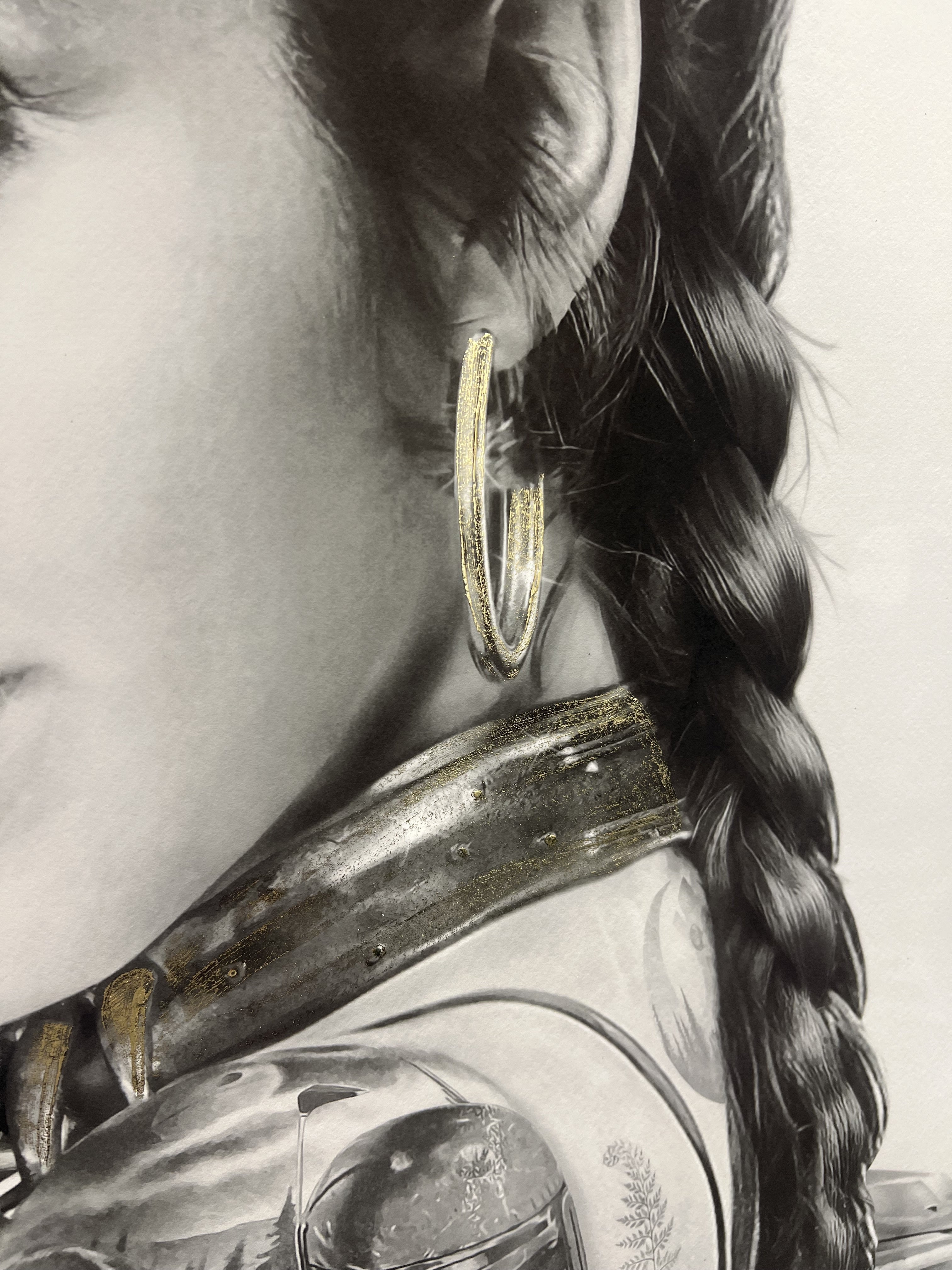 JJ Adams - 'Leia Slave Tatto B/W - Special Gold & Platinum Leaf' - Framed Limited Edition