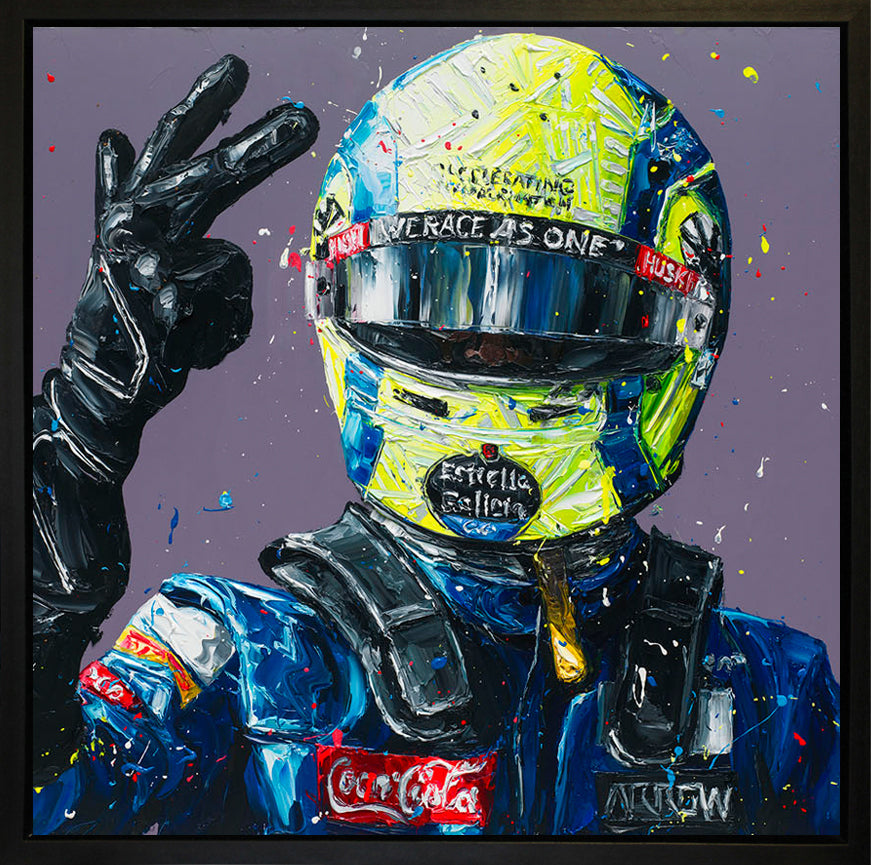 Paul Oz  'Lando Vamos - Wall Of Champion's'- Framed Canvas Print