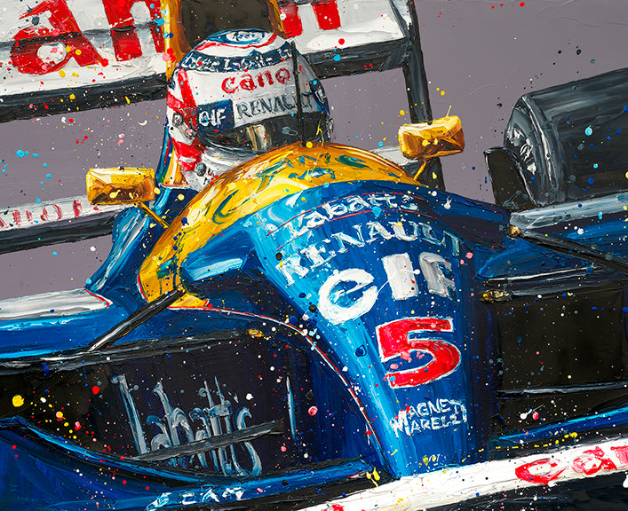 Paul Oz  'Red 5 - Nigel Mansell - Williams Racing" - Framed Limited Edition (Print & Canvas)