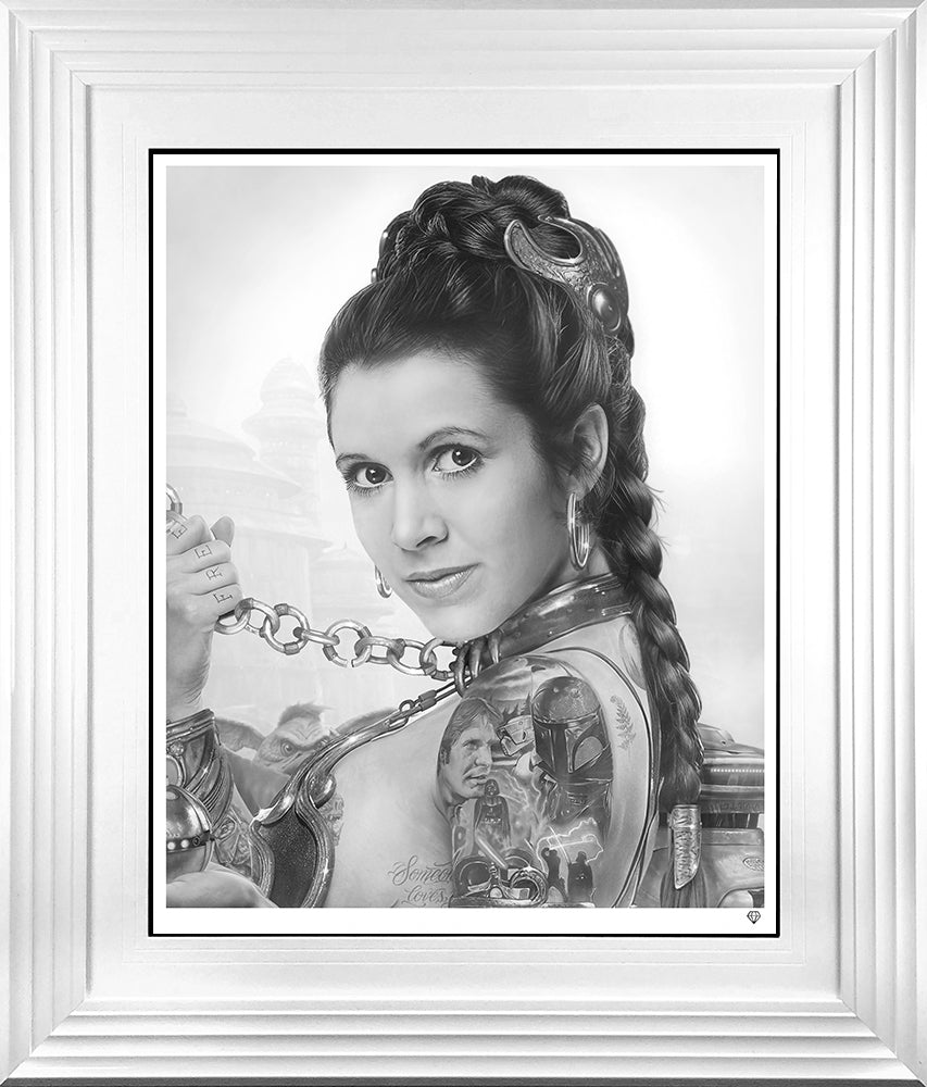 JJ Adams - 'Slave Leia Tatto - B/W' - Framed Limited Edition