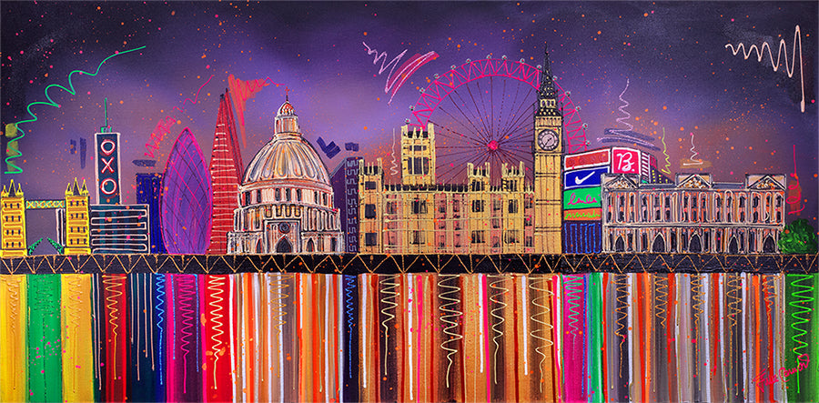 Julie Connor - 'Summer Night City' - Framed Original Artwork