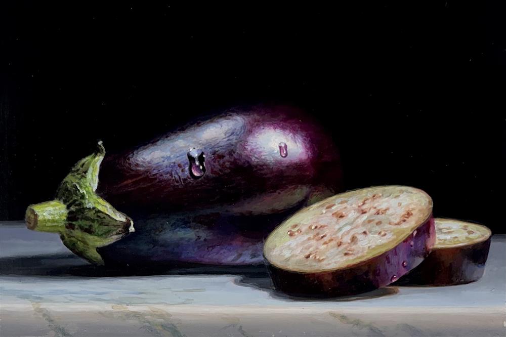 Tony Owens - 'Aubergine And Slices' - Framed Original Artwork