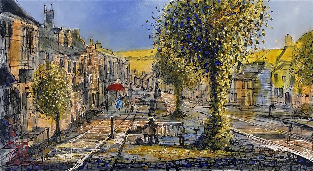 Nigel Cooke - 'Autumn On Burford High Street' - Framed Original Artwork