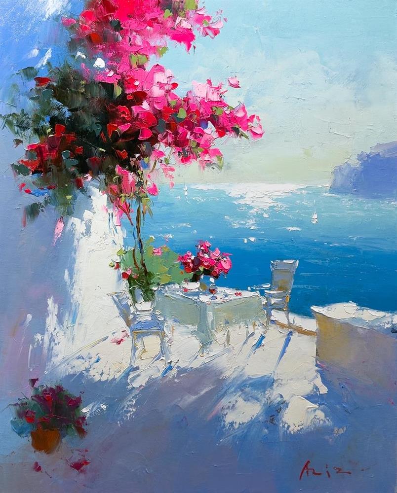Aziz - 'Balcony Above The Aegean' - Framed Original Artwork