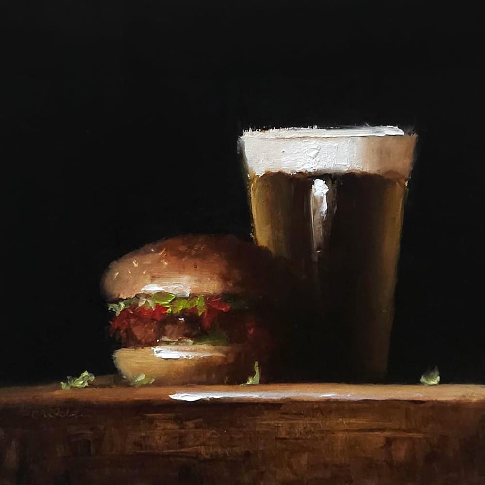 Neil Carroll - 'Beer And Burger' - Framed Original Artwork