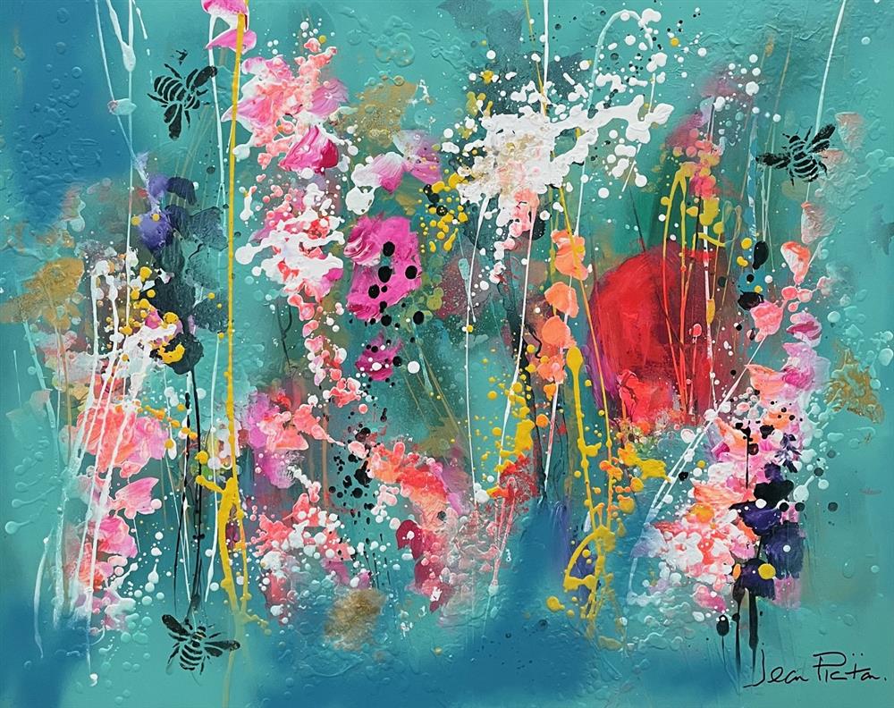 Jean Picton -  'Bees And Bloom I' - Framed Original Art