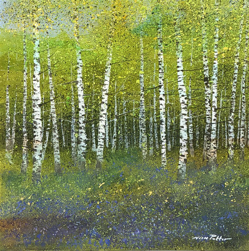 Nick Potter - 'Birches And Bluebells' - Framed Original Artwork