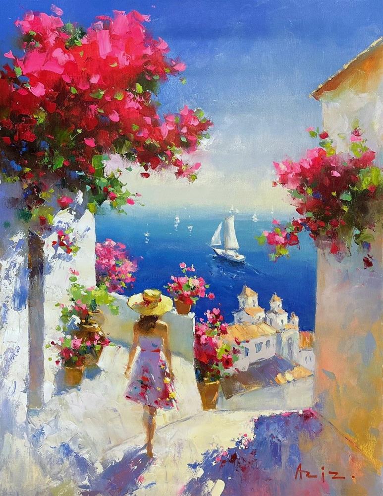 Aziz - 'Blooming By The Bay' - Framed Original Artwork