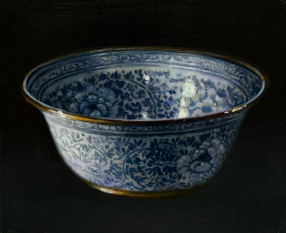 Rachele Dryden-Smith - 'Blue Bowl With Gold' - Framed Original Artwork
