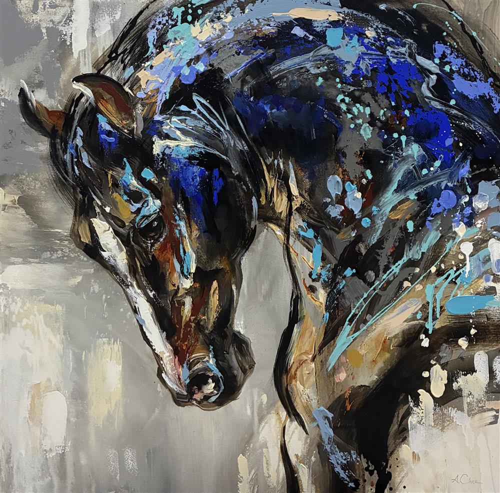 Anna Cher - 'Blue Cider' - Framed Original Artwork