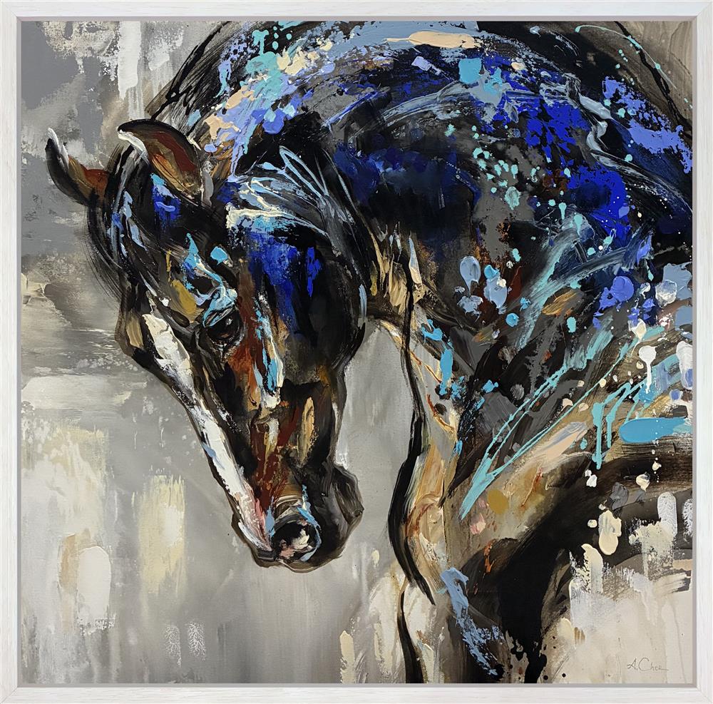 Anna Cher - 'Blue Cider' - Framed Original Artwork