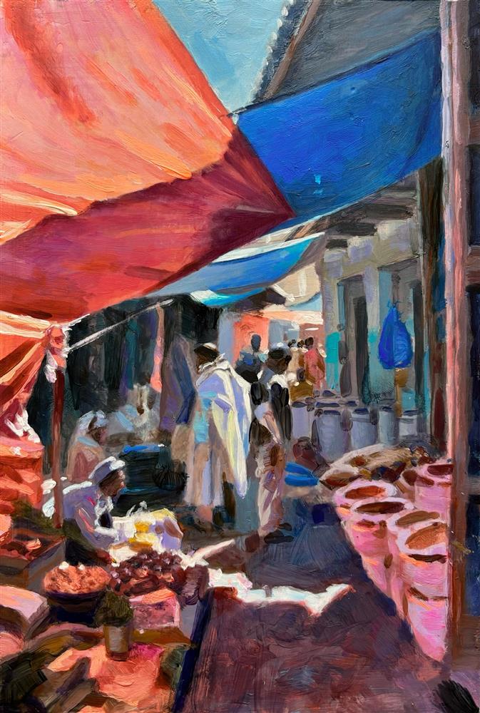 Rachele Dryden-Smith - 'Blue Pink Souk' - Framed Original Artwork