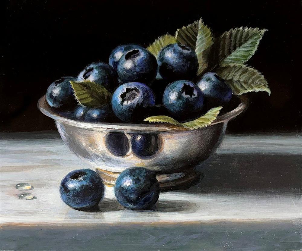 Tony Owens - 'Blueberries And Silver Bowl' - Framed Original Artwork