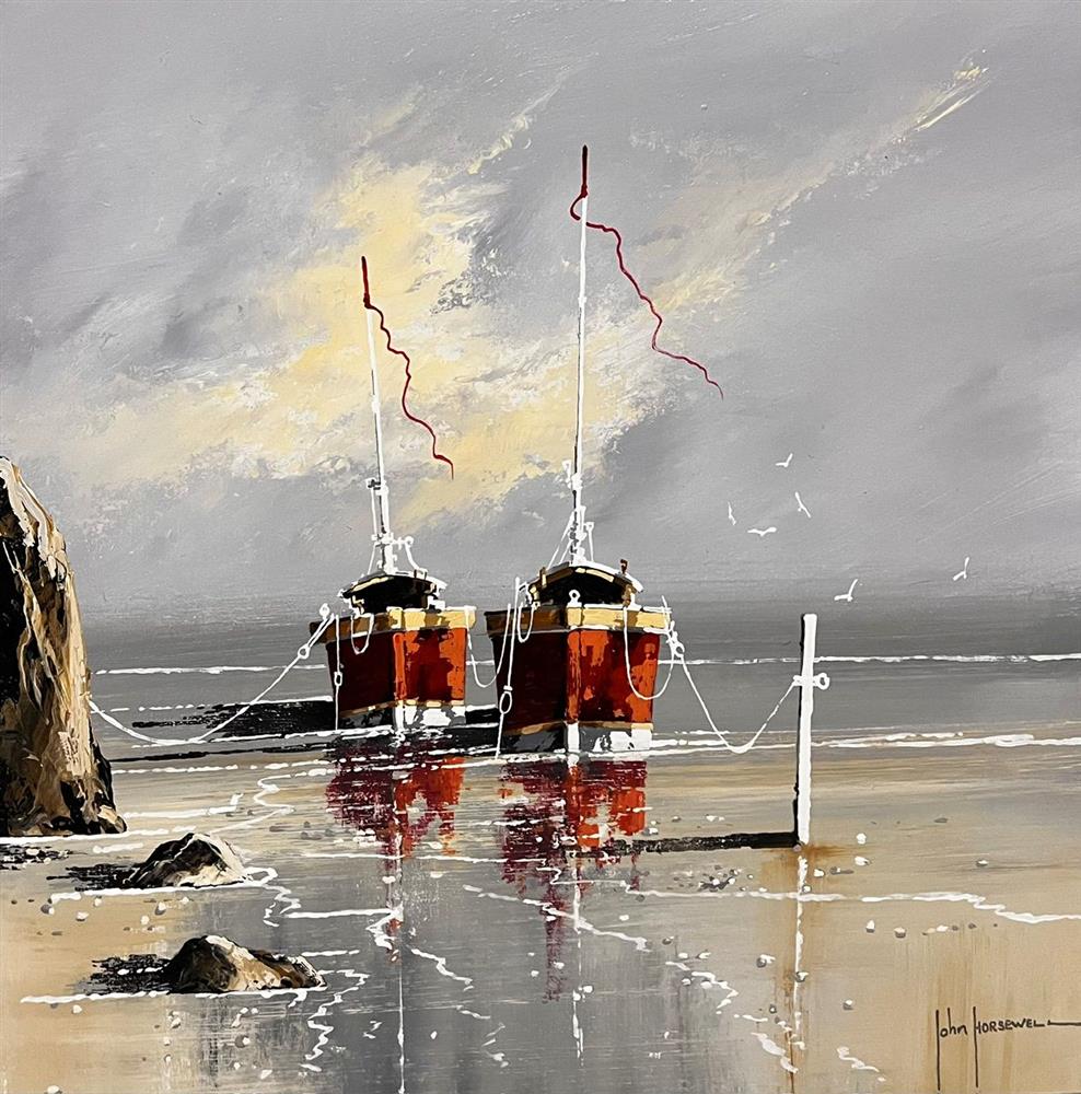 John Horsewell - 'Boats Between The Dunes' - Framed Original Artwork