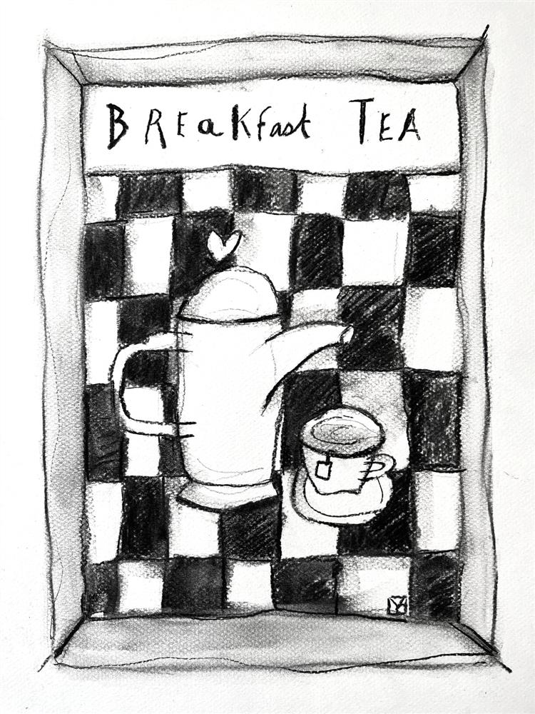 Michael Abrams - 'Breakfast Tea - Charcoal Study' - Framed Original Art