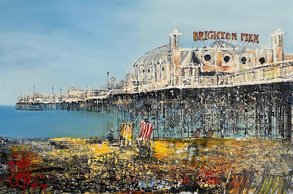 Nigel Cooke - 'Sitting By The Pier' - Framed Original Artwork